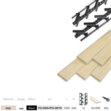 Set sistema inclinabile orizzontale in plastica nera 0,44 m con riempimento in legno di pino 1,2 m 19x95