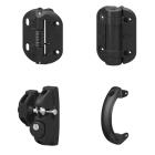 Polymer hinges and accessories for aluminum gates