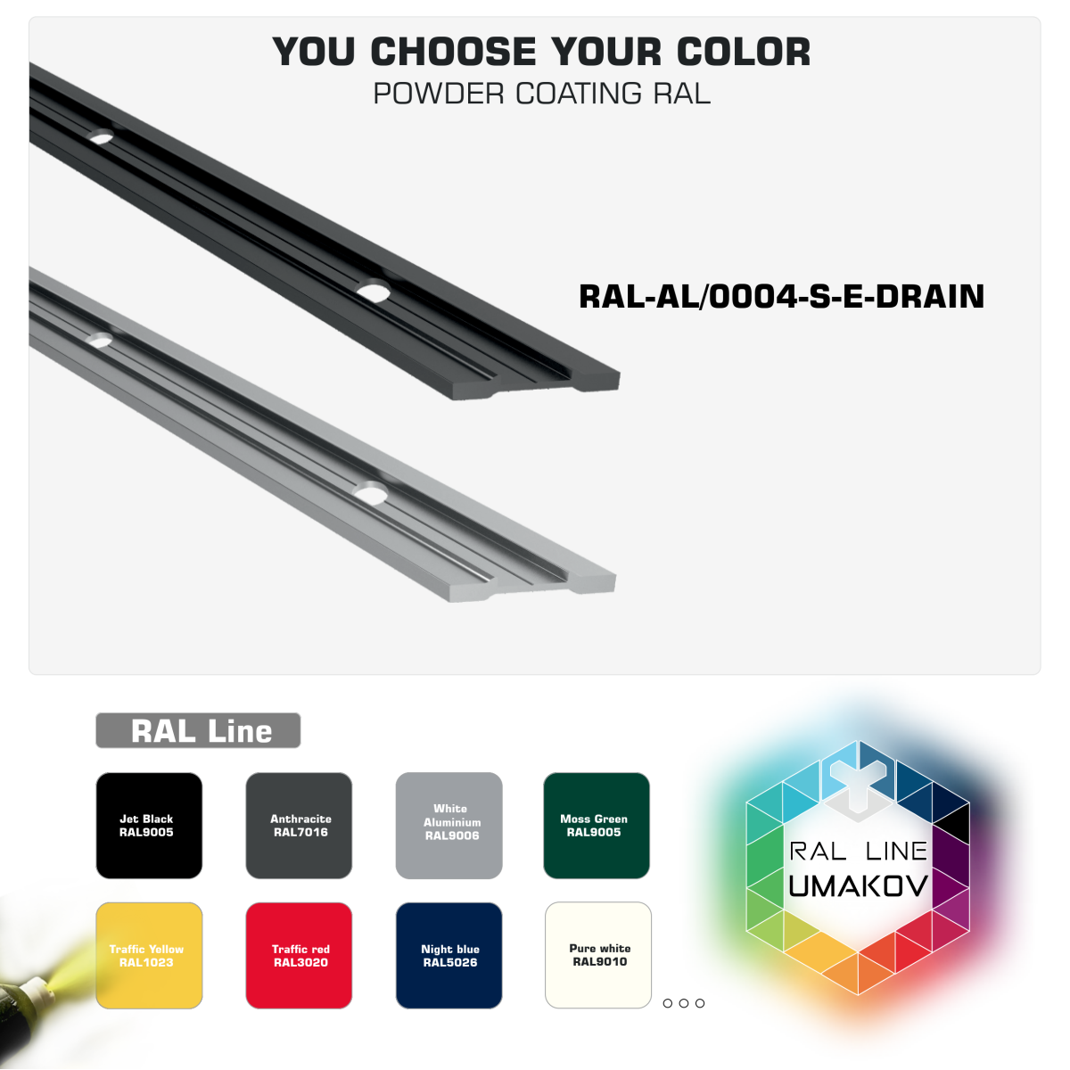 Surface treatment with powder coating.