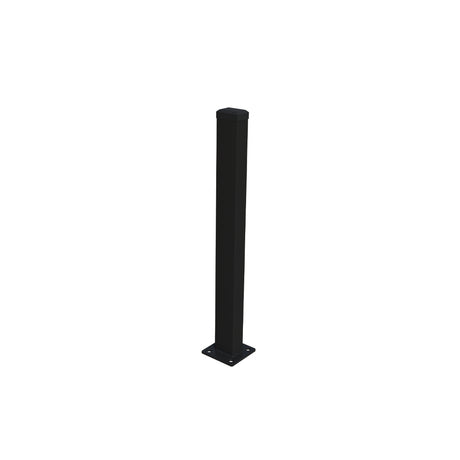 Palo zincato 60x40 mm con piastra di base e tappo in PVC, 1800mm - Nero RAL 9005