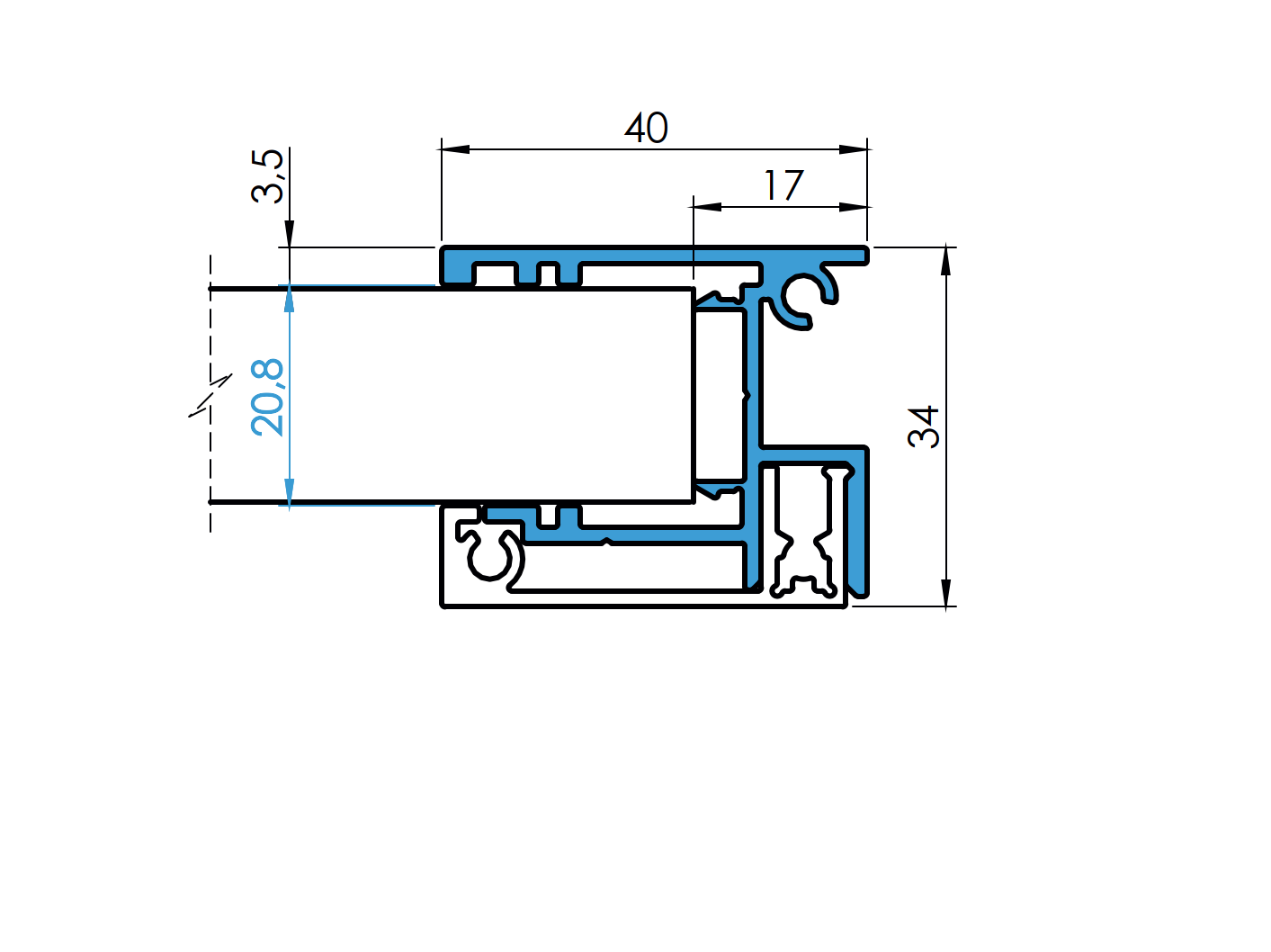 Aluminum fence adapter for fillings 20 - 1500mm
