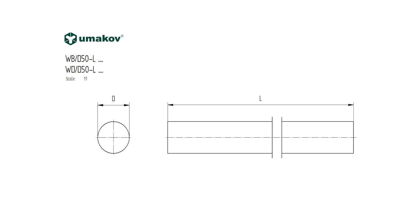 Wooden handrail BEECH, D50/L3000mm