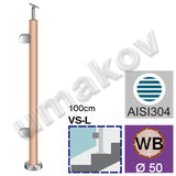 Wooden pole AISI304+BEECH, D42,4/2xModel22/H1000mm