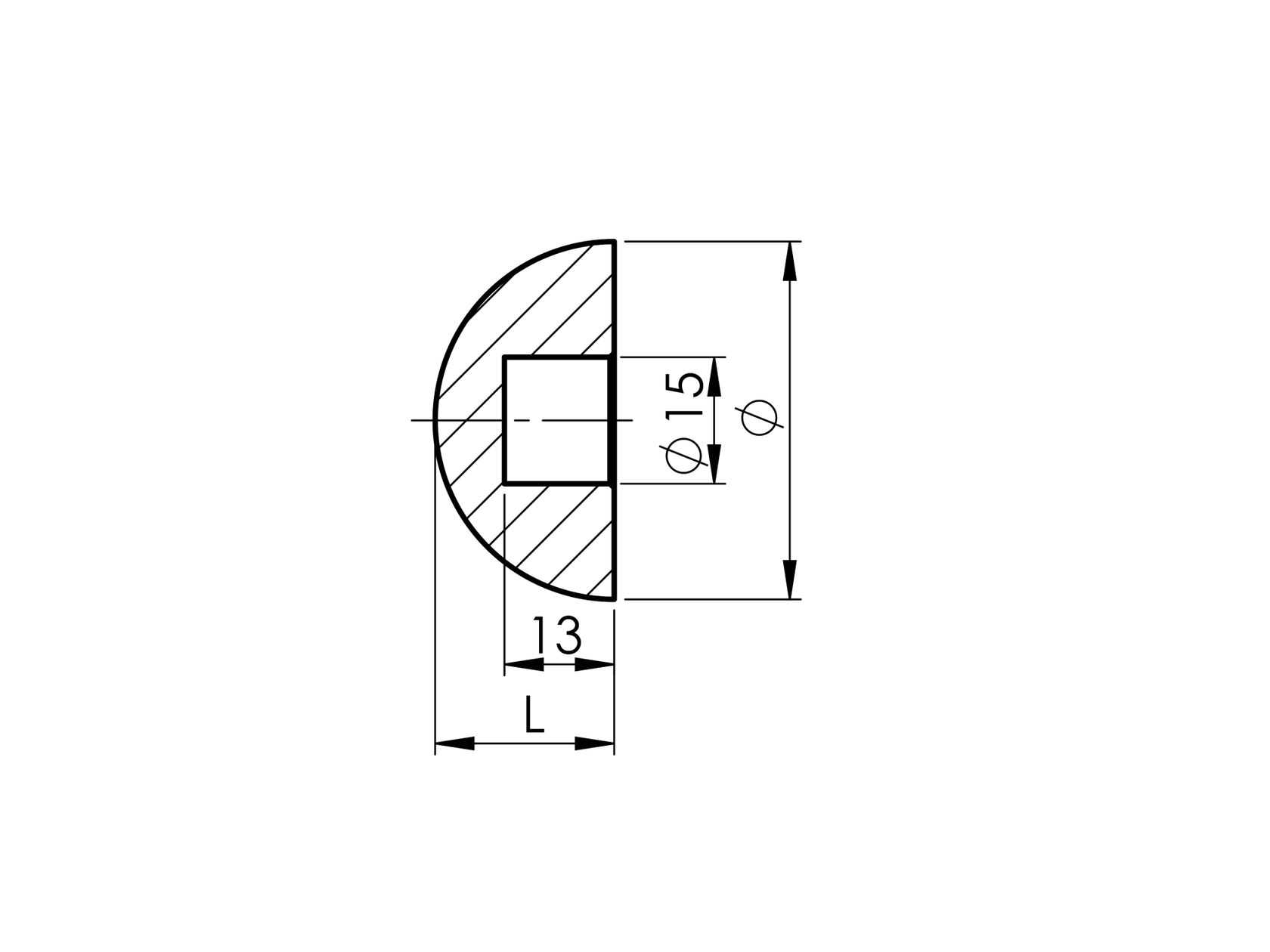 Beech half-ball end cap