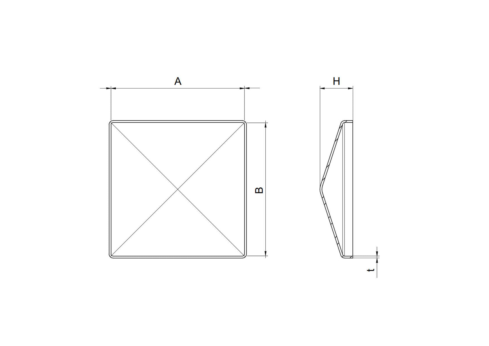 End Cap for Post 30x30mm, AISI 304, K320