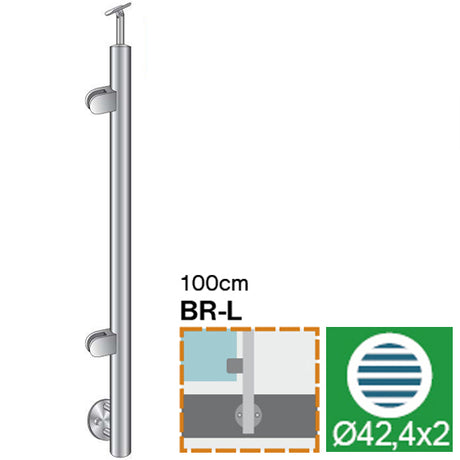 Inox pole - side anchoring, straight - left