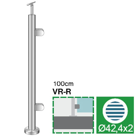 Stainless steel pole, VK-straight, right
