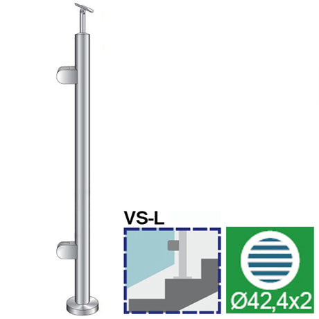 Stainless steel pole, VK-staircase, left AISI304,