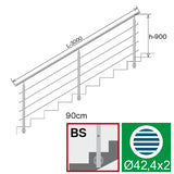 Railing AISI304, BR STAIRS AISI304, D42,4/4xd12/H9