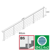 Railing AISI304, BR STAIRS AISI304, D42,4/4xd12/H9