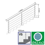 Railing AISI304, VR STAIRS AISI304, D42,4/5xd12/H1