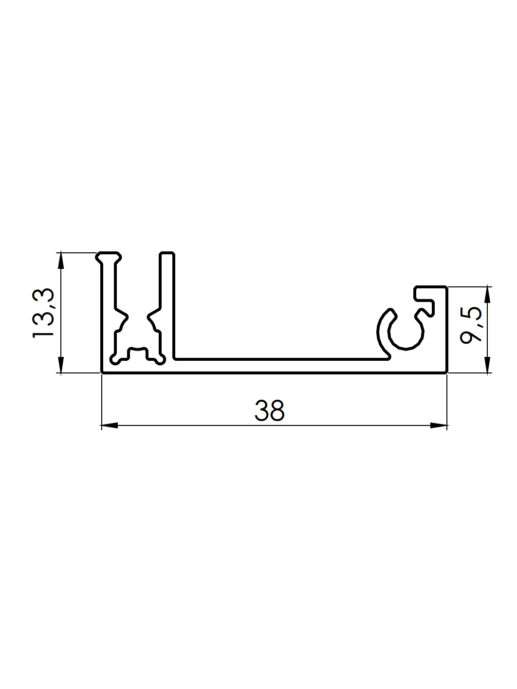 Aluminum fence adapter for infill - 1500mm cover strip
