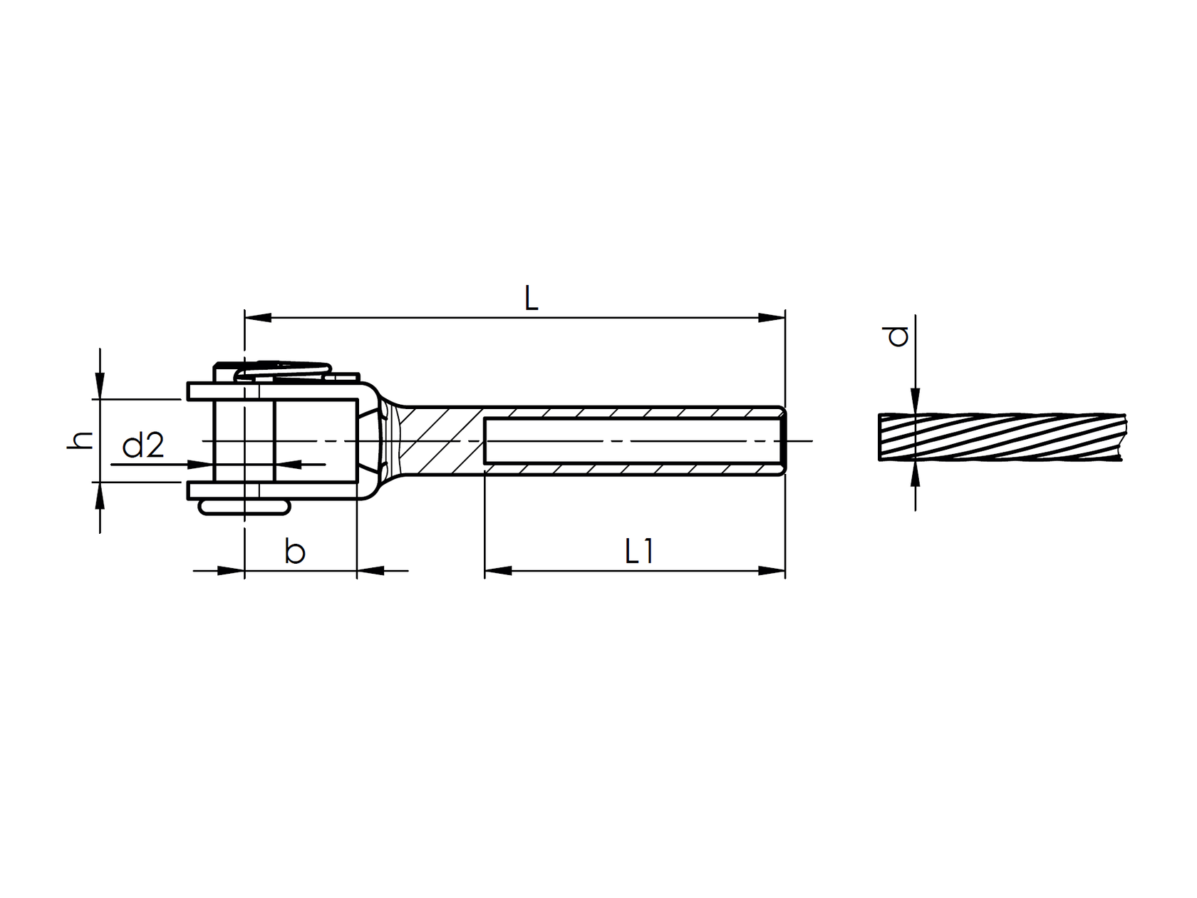 Inox cable clamp AISI316, d4mm