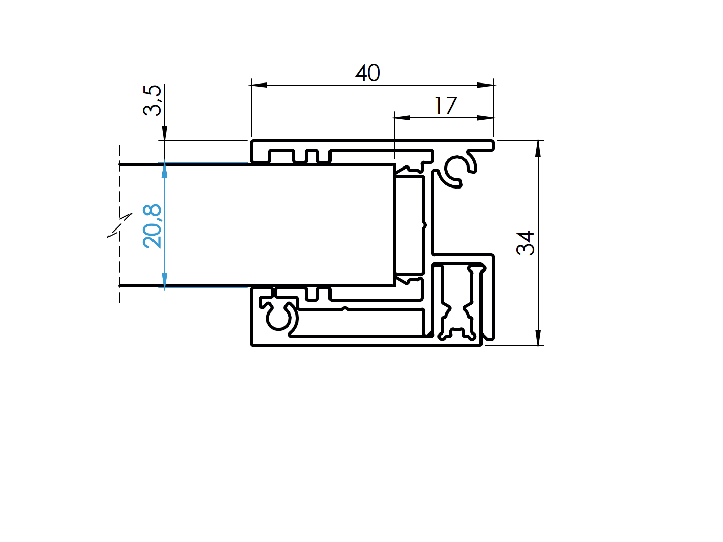 Set of aluminum fence adapter for fillings 20 - 1200mm