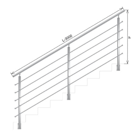 Railing JP, BR STAIRS AISI304, 40x40x2/4xd12/H900/