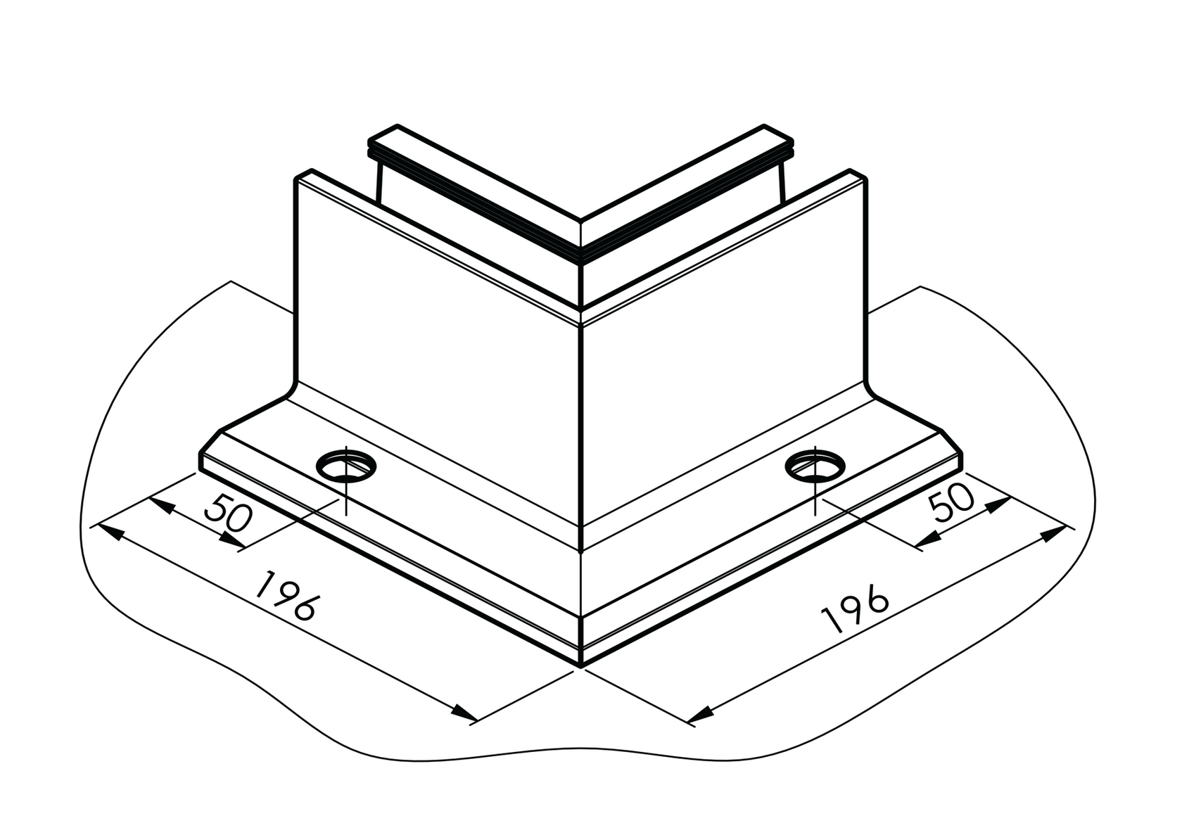 AL. profile, top mount  90° IN corner AL/ELOX/Sati