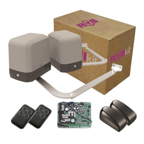 Rollkit articulated drive for double-leaf gate, set with photocells