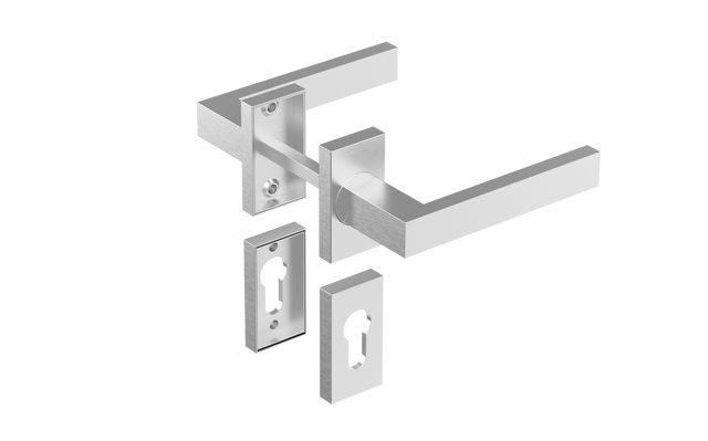 Door handle with plate, pair AISI 304, K320