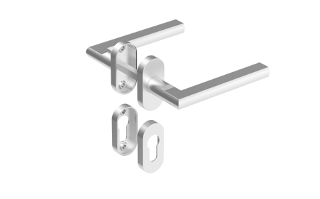 Door handle with plate, pair AISI 304, K320