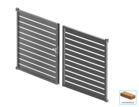 Double-wing aluminium gate 3.92x1.85m with 20x100 R7016 filling - set