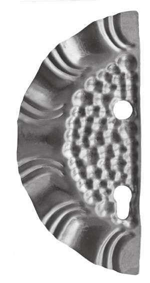 Štítok bránový zdobený ľavý 265x125, t1,2, d19, 85