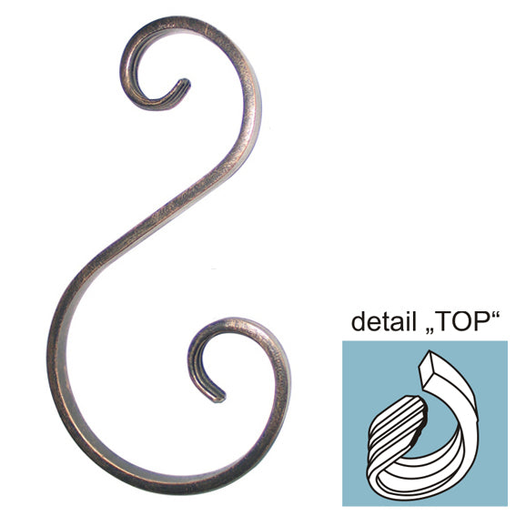 Scroll "S" h150, b70/40, 12x6mm