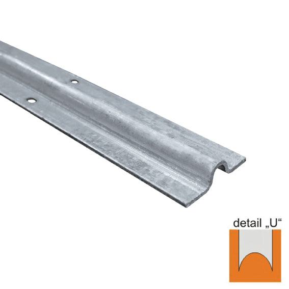 Bottom guiding rail, U, Inox, L3000mm
