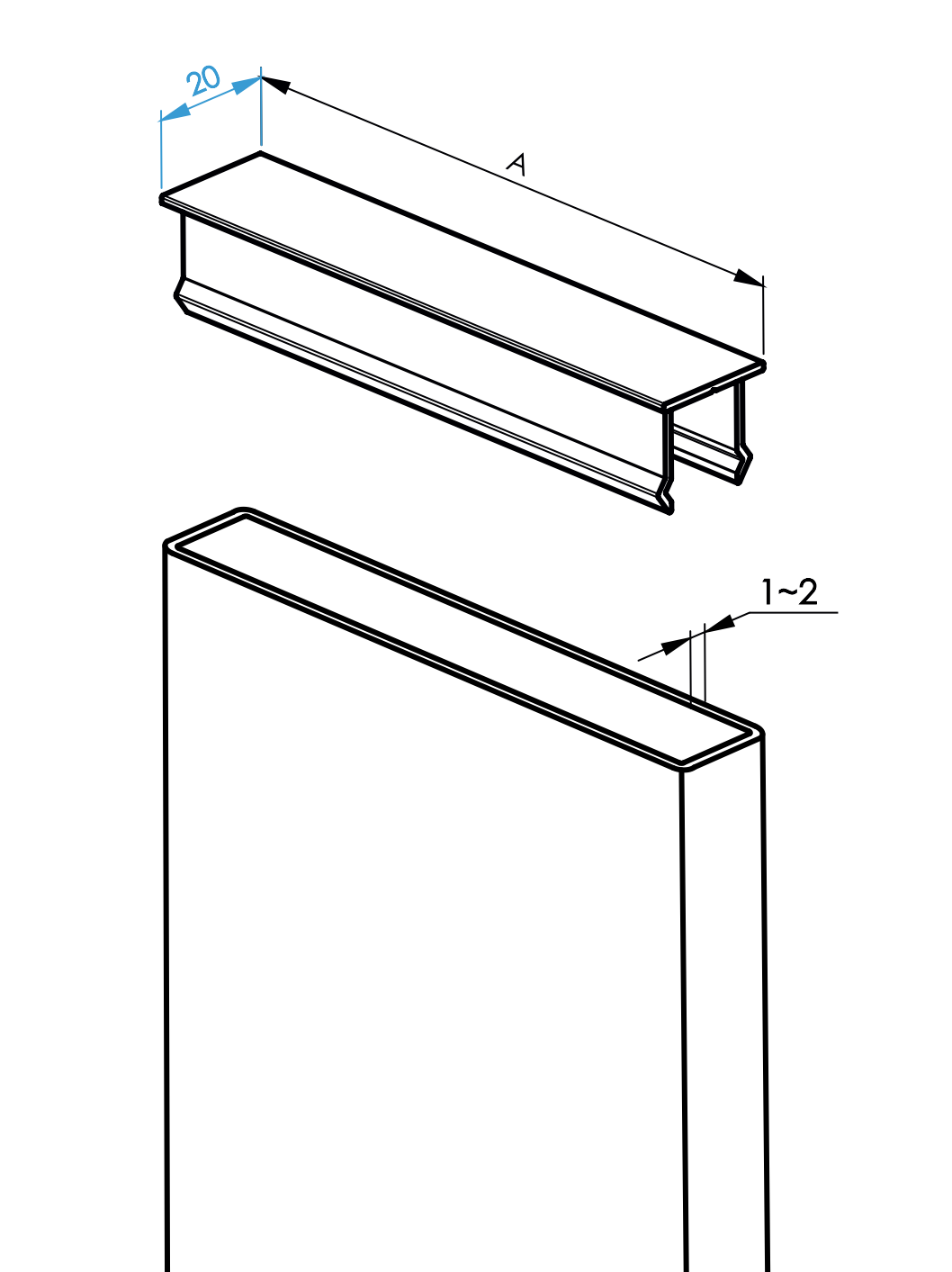 Cover for vertical filling 20x100x1 - R9006
