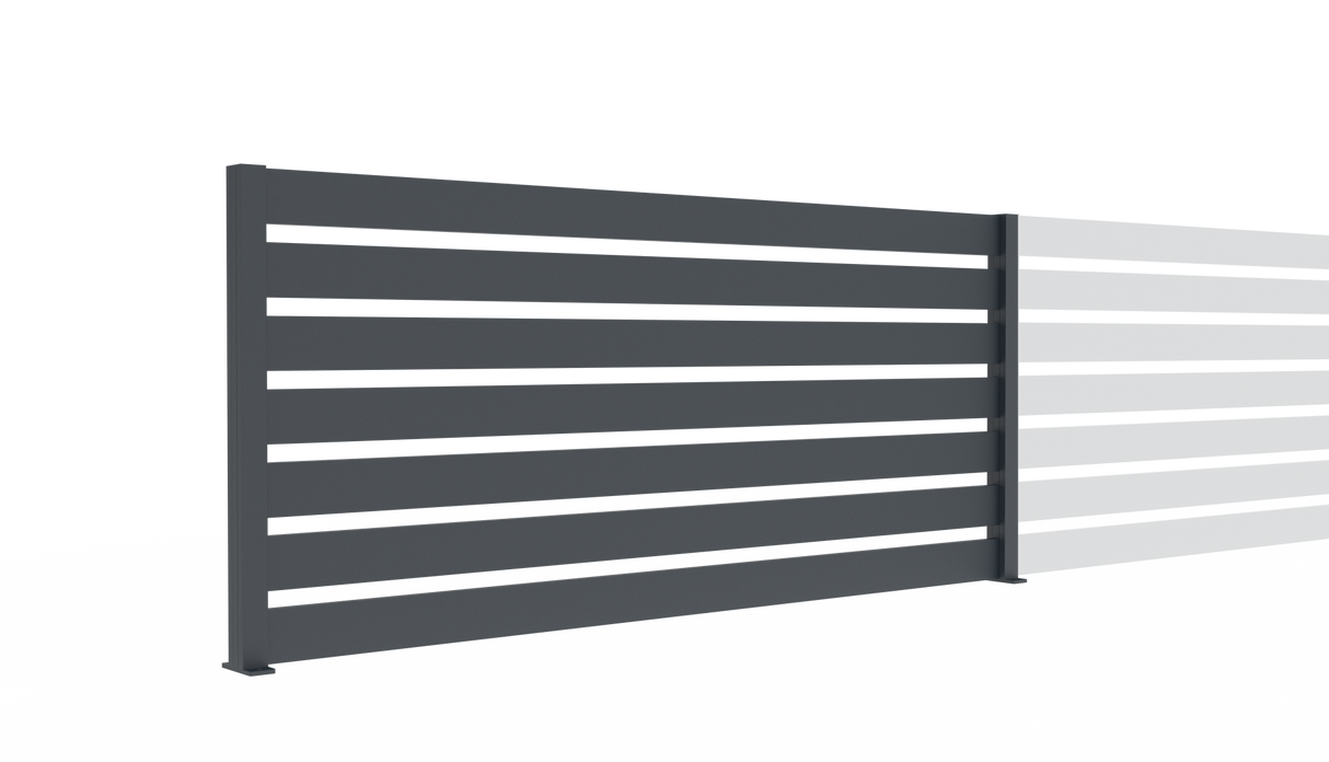 Aluminium Fence assembly with a slat 20x100, 0,9x2m
