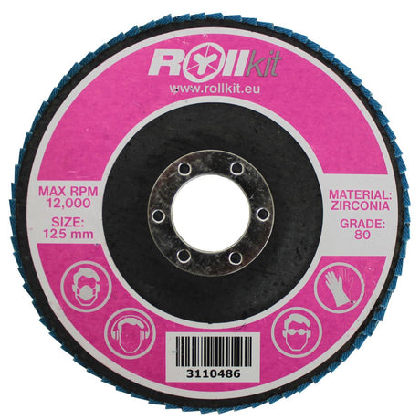 Flap grinding discs for stainless steel, D125, d22,2, t7,25 mm,P80