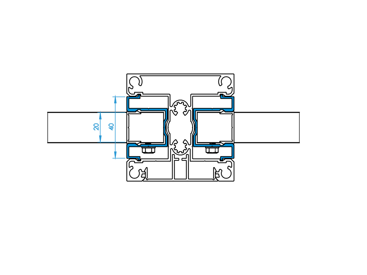 Riduzione in alluminio per palo da 40 a 20 mm di pannello, 40 x 26 – 6,0 m – Antracite RAL 7016