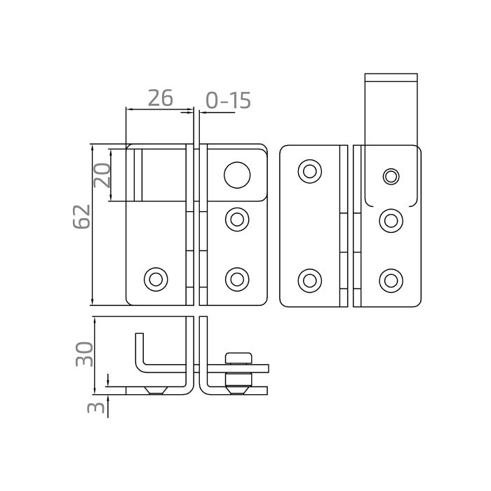 Hand closer INOX for tube D42,4mm AISI 316, L=70mm