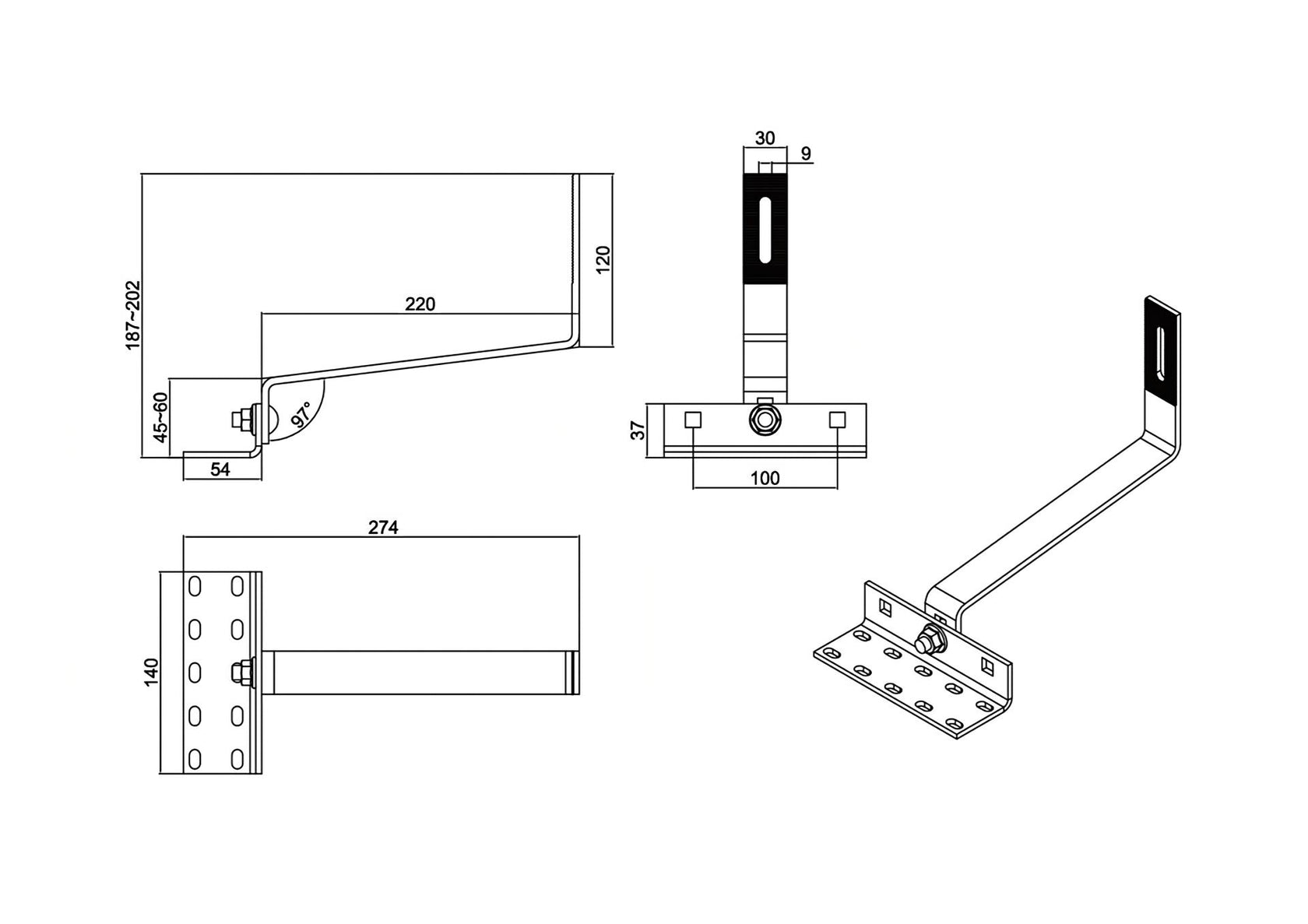 Stainless steel roof hooks with adjustment
