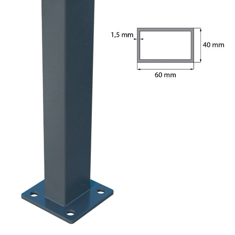 Palo 60x40mm con base ZnPVC 2200mm antracite