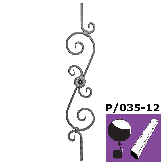 Decorated rod h900, b160mm, P/035A-12x12