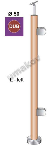 Oak pole D42,4 - 2 clamps, h=100cm, VK - straight