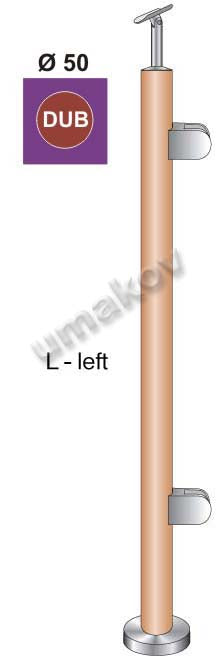 Oak pole D42,4 - 2 clamps, h=100cm, VK - straight