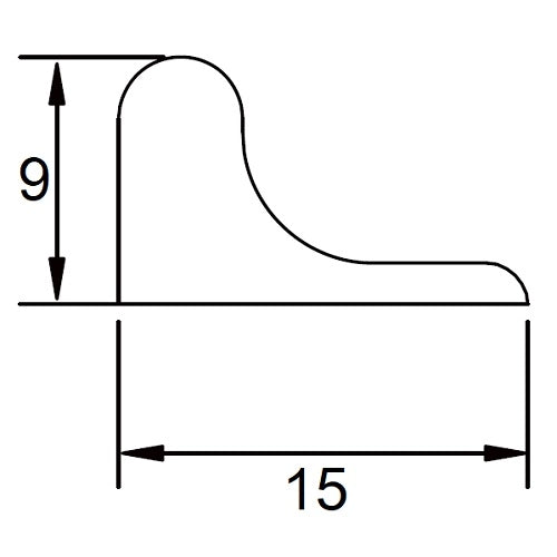 Threshold for shower against runni 9x15mm Al