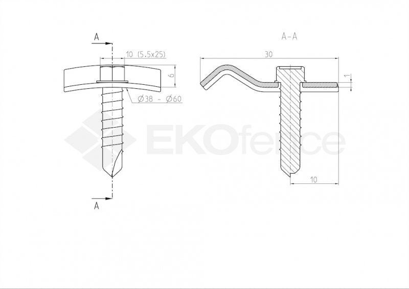 Clamp for tension wire with screw ZnPVC green 10pcs