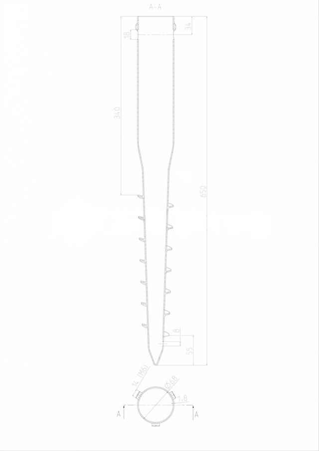 Vite a terra Zn 68x1,8x650mm, 3xM8