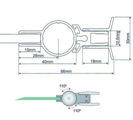 Hinge for glass door AISI304 +/- 110° L2100mm